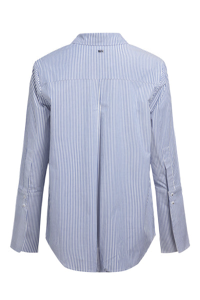 Blue White Stripe Husband Shirt – Women's Cotton Button Down | Misha N ...